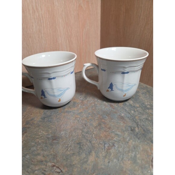 Vintage Newcore Countryside Geese Pattern Stoneware 3 Cups Mugs - Picture 5 of 9